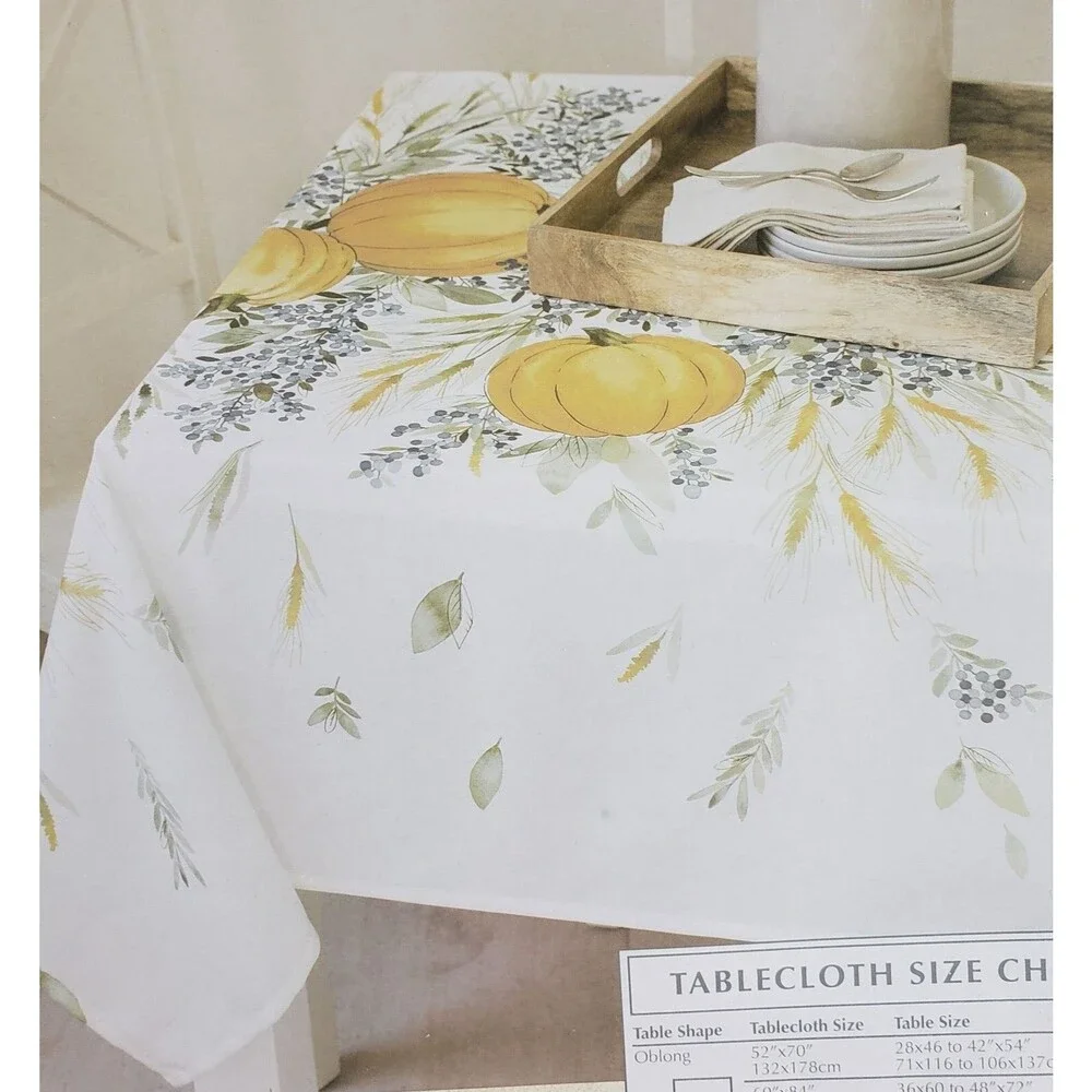 Printed Linen Tablecloth, 60 x 104